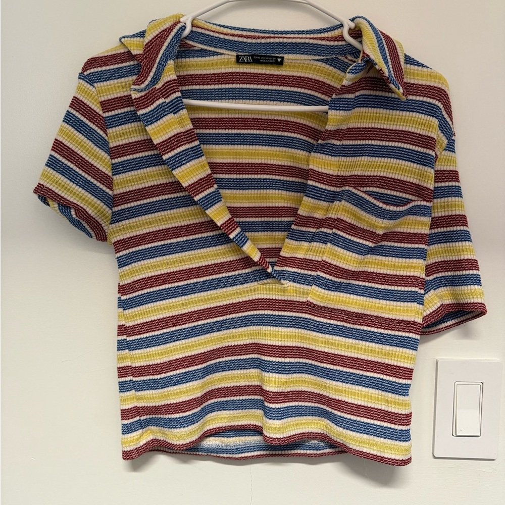 Zara Multicolor Striped Knit Crop Top